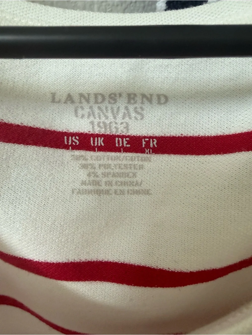 Lands' End White Tee with Red Stripes